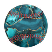 Blue Agate Gold Glitzer Abstrakt Baseball (Rückseite)