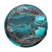 Blue Agate Gold Glitzer Abstrakt Baseball (Vorderseite Links)