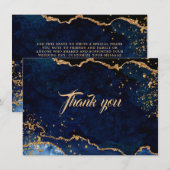 Blue Agate Gold Glitzer Dust Wedding Vielen Dank Dankeskarte (Vorne/Hinten)