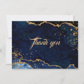 Blue Agate Gold Glitzer Dust Wedding Vielen Dank Dankeskarte (Vorderseite)