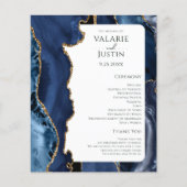 Blue Agate Gold Glitzer Hochzeitsprogramm (Vorderseite)