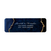Blue Agate Gold Glitzer Wedding Rücksendeadresse (Vorne)