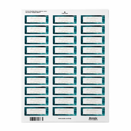 Blue Agate Gold Modern Return Address Label (Vorne)