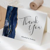 Blue Agate Gold Wedding Dankeschön Card Karte