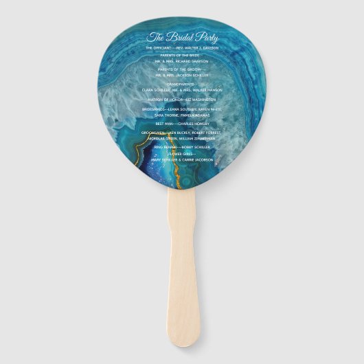 Blue Agate Hochzeitsprogramm Fächer (Rückseite)