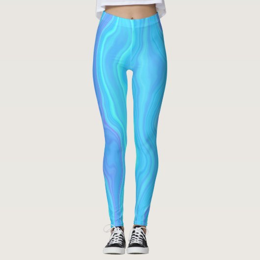 Blue Agate Layers Leggings (Vorderseite)
