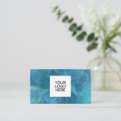 Blue Agate Logo QR Code Business Card Visitenkarte (Stehend Vorderseite)