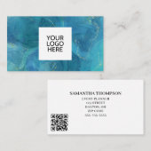 Blue Agate Logo QR Code Business Card Visitenkarte (Vorne/Hinten)