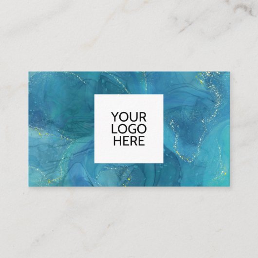 Blue Agate Logo QR Code Business Card Visitenkarte (Vorderseite)