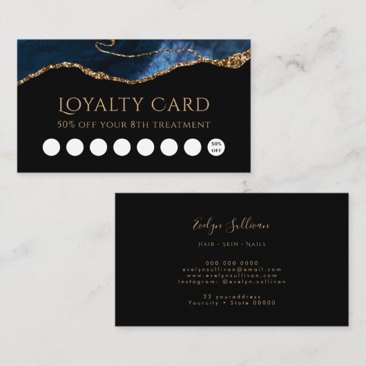 Blue Agate Loyalty Card Visitenkarte (Vorne/Hinten)