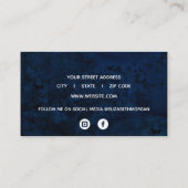 Blue Agate Marble Aquarell Rose Gold Glitzer Visitenkarte (Rückseite)