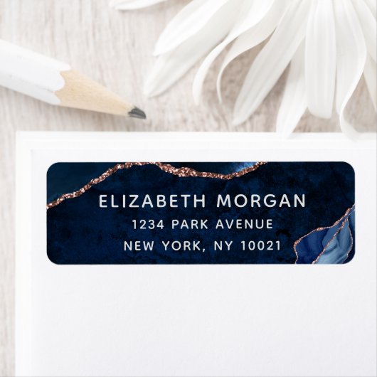 Blue Agate Marble Aquarellfarben Rose Gold Glitzer (Insitu)