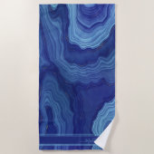 Blue Agate Marble Monogram Name Beach Handtuch (Vorderseite)