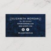 Blue Agate Marble Rose Gold Aquarellschrift Visitenkarte (Rückseite)