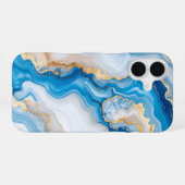 Blue Agate Marble with Gold Veins – Elegant iPhone 16 Hülle (Rückseite (Horizontal))