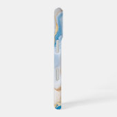 Blue Agate Marble with Gold Veins – Elegant iPhone 16 Hülle (Rechte Seite)