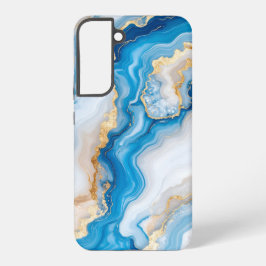 Blue Agate Marble with Gold Veins – Elegant Samsung Galaxy Hülle