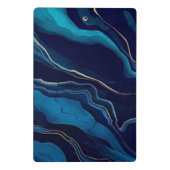 Blue Agate Marmor Gold Name und Monogram Cli Mini Klemmbrett (Rückseite)