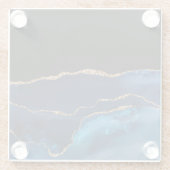 Blue Agate Marmor Shiny Golden Glitzer Chic Glam Glasuntersetzer (Rückseite)