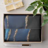 Blue Agate Marmor Shiny Golden Glitzer Chic Glam Seidenpapier (Geschenk)