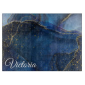 Blue Agate mit Gold Vein und Name Schneidebrett (Vorderseite)