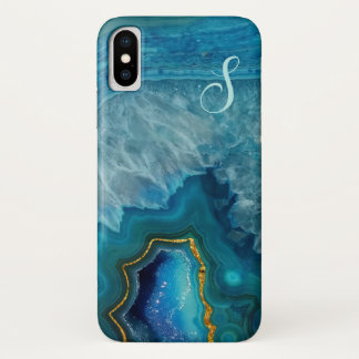 Blue Agate Mit Monogramm iPhone X Fall Case-Mate iPhone Hülle