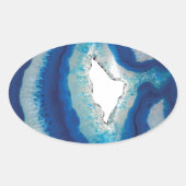 Blue Agate Ovaler Aufkleber (Vorderseite)