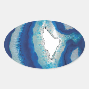 Blue Agate Ovaler Aufkleber