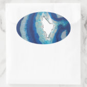 Blue Agate Ovaler Aufkleber (Tasche)