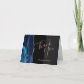 Blue Agate Rose Gold Dunkle Hochzeit Dankeschön Ka Karte (Vorderseite)