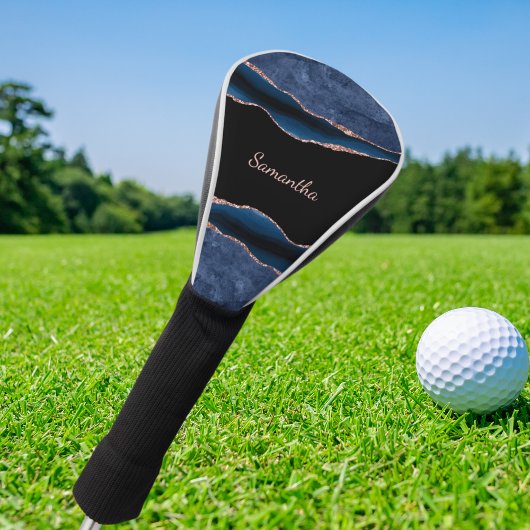 Blue Agate Rose Gold Golf Headcover