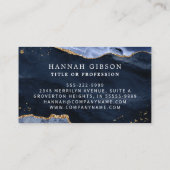 Blue Agate Script Monogram Imitate Gold Glitzer Visitenkarte (Rückseite)