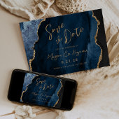 Blue Agate Script Wedding Save the Date