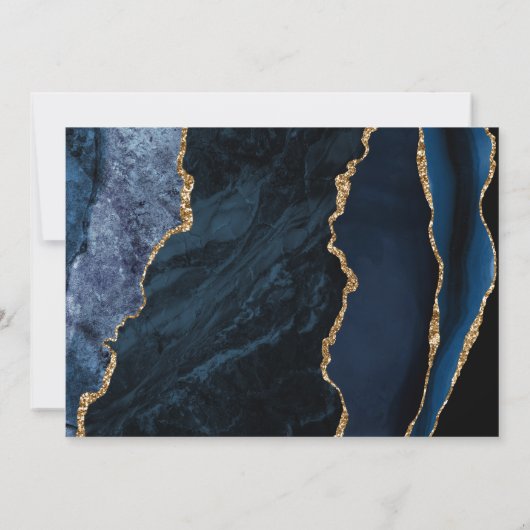 Blue Agate Script Wedding Save the Date (Rückseite)