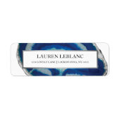 Blue Agate Silver Border Rücksendeadresse (Vorne)