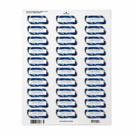 Blue Agate Silver Border Rücksendeadresse (Vorne)