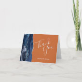 Blue Agate Silver Burnt Orange Wedding Vielen Dank Karte (Vorderseite)