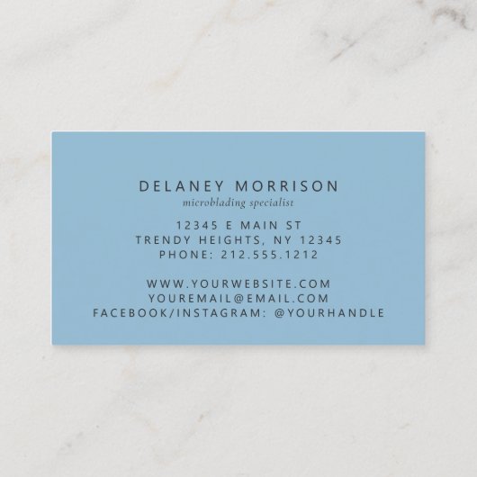 Blue Agate Silver Glitter Luxury Microblading Visitenkarte (Rückseite)