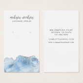 Blue Agate Silver Script Earring Display Card (Vorne & Hinten)