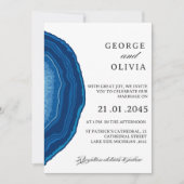 Blue Agate Sliced Wedding Einladung (Vorderseite)