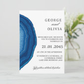 Blue Agate Sliced Wedding Einladung (Stehend Vorderseite)