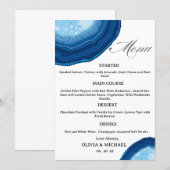 Blue Agate Sliced Wedding Menu Menükarte (Vorne/Hinten)