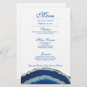 Blue Agate Wedding Dinner Menü (Vorne/Hinten)