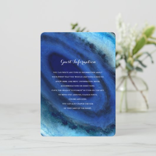 Blue Agate Wedding Insert (Stehend Vorderseite)
