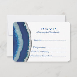 Blue Agate Wedding RSVP Karte