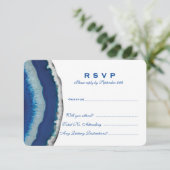 Blue Agate Wedding RSVP Karte (Stehend Vorderseite)