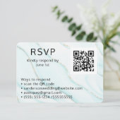 Blue Agate Wedding RSVP Online QR Code Foto Begleitkarte (Stehend Vorderseite)