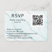Blue Agate Wedding RSVP Online QR Code Foto Begleitkarte (Vorderseite)