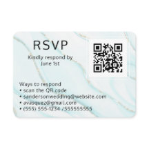 Blue Agate Wedding RSVP Online QR Code Foto