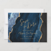 Blue Agate Wedding speichern das Datum Magneteinladung (Vorderseite)